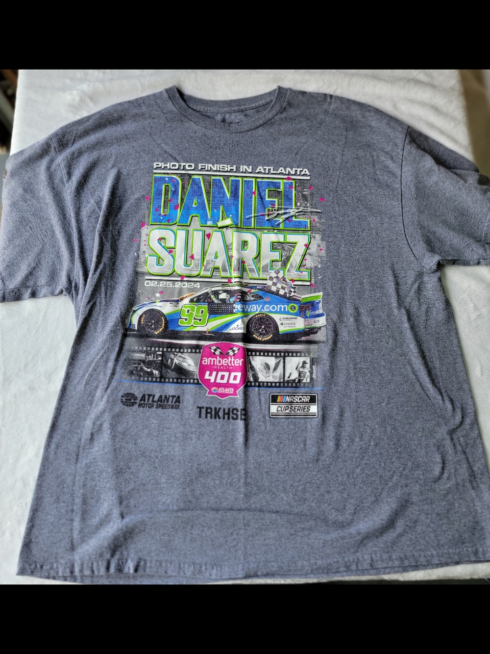 Trackhouse Gray Daniel Suarez Neon Racing Graphic Tee